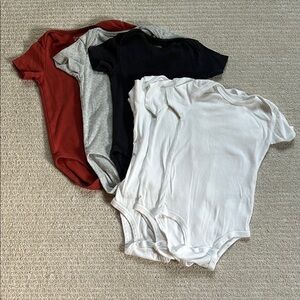 Bundle of six Baby Bodysuits in Red, Gray, and White